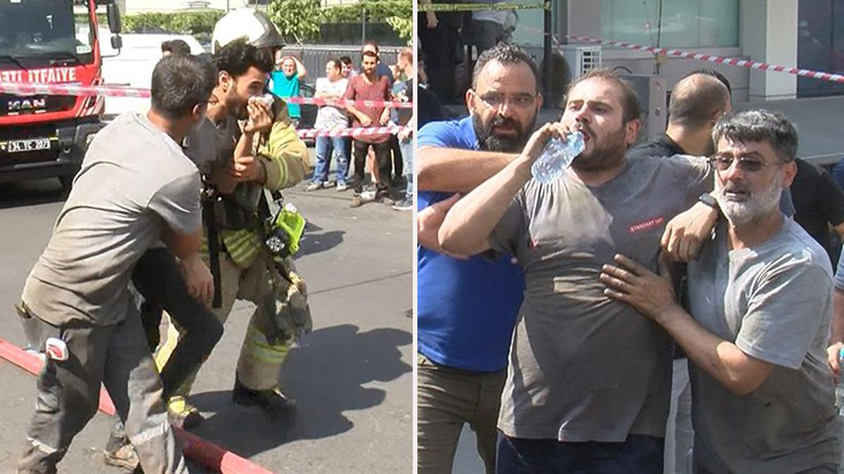 Bayrampaşa'da iş merkezindeki yangında mahsur kalan işçiler, odaya saklanarak hayatta kalmışlar