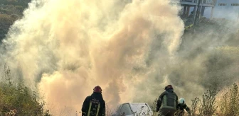İnegöl'de şarampole uçan minibüs alev alev yandı, 2 kişi yaralandı