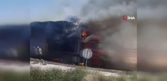 Konya'da tonlarca saman balyası yandı