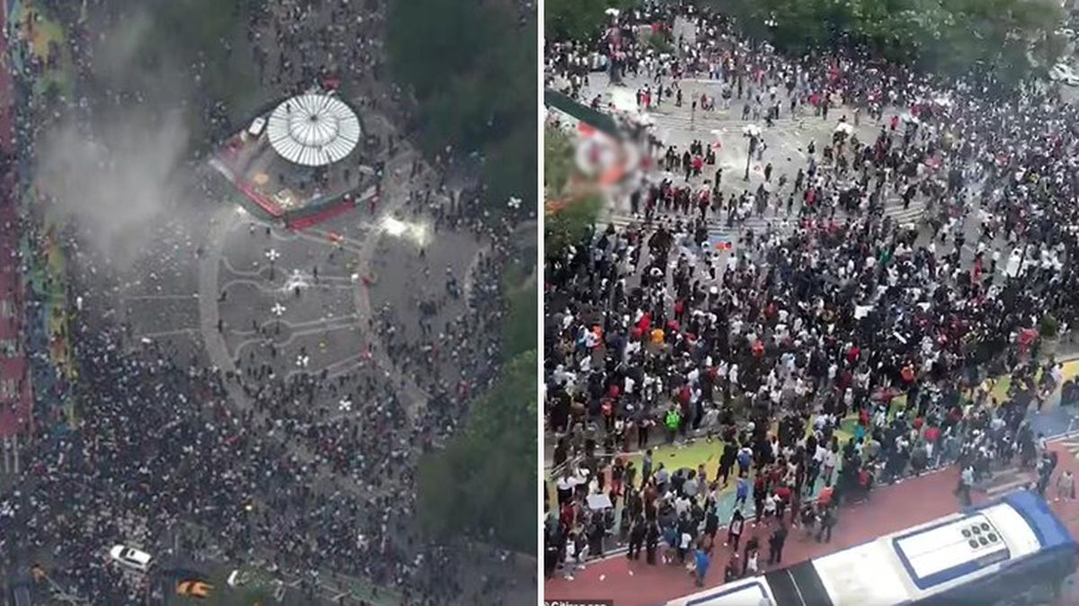 New York'ta bir fenomenin bedava konsol dağıtacağı etkinlik için bir araya gelen binlerce kişi kavga etti