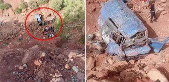 Fas'ta minibüs metrelerce yükseklikten uçuruma uçtu! 24 kişi hayatını kaybetti