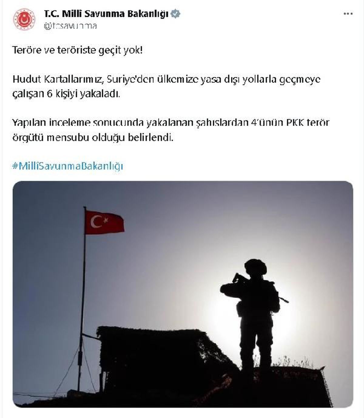 MSB, Suriye'den yasa dışı yollarla geçmeye çalışan 4 PKK üyesini yakaladı