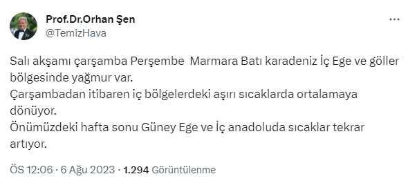Salı gününe dikkat! Türkiye'yi kavuran Eyyam-ı Bahur gidiyor, yağmur geliyor Salı gününe dikkat! Türkiye'yi kavuran Eyyam-ı Bahur gidiyor, yağmur geliyor