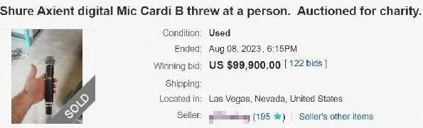 Cardi B'nin hayranına fırlattığı mikrofon 99 bin 900 dolara satıldı