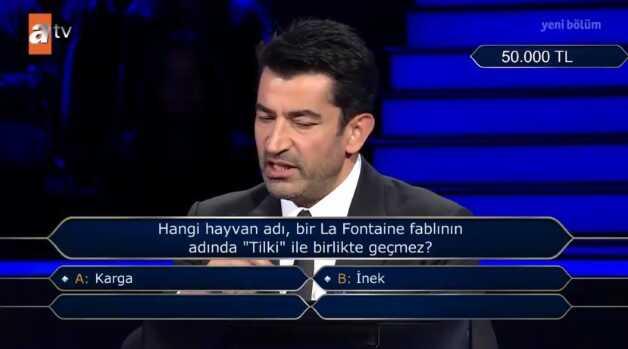 Hangi hayvan adı, bir La Fontaine fablının adında 'Tilki' ile birlikte geçm... Kim Milyoner Olmak İster 10 Ağustos 50 Bin TL'lik Soru ve Cevabı nedir?