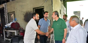 Çukurova Belediye Başkanı Yangında Zarar Gören İş Yerlerini Ziyaret Etti