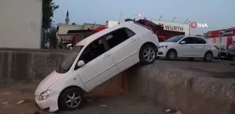 Kayseri'de bir garip kaza... Uyarı levhası olmayınca rampadan uçtu