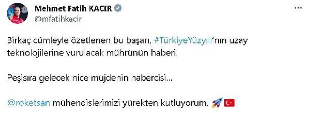 Türkiye'nin yerli sonda roketi fırlatma testi başarıyla sonuçlandı