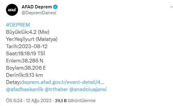 Son Dakika: Malatya'da art arda 3. deprem! 4.2 şiddetinde bir sarsıntı daha meydana geldi