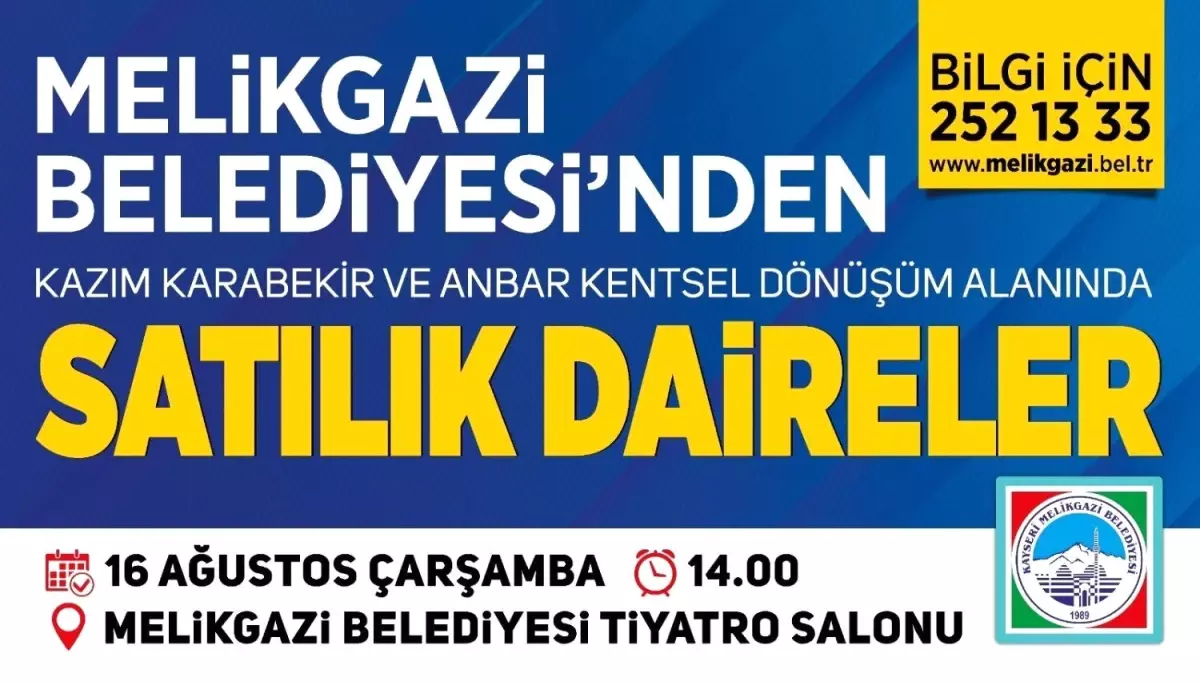 Melikgazi Belediyesi, Kazım Karabekir ve Anbar Mahallesindeki Daireleri Satışa Çıkarıyor