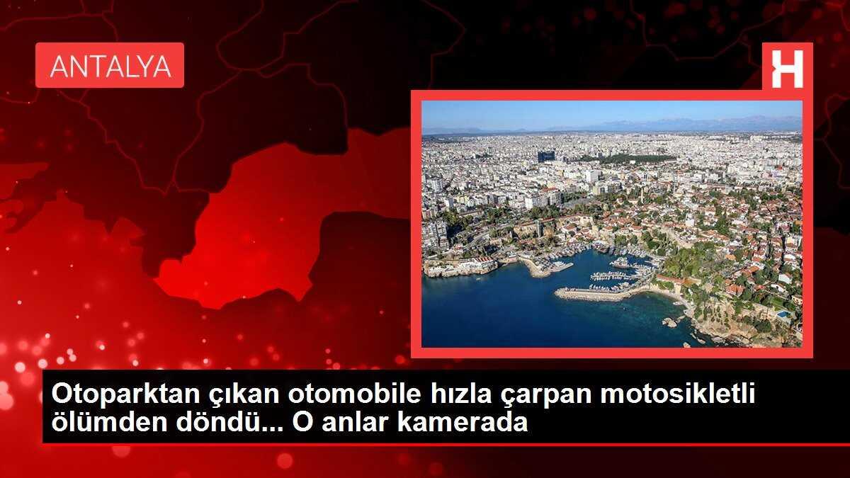 Otoparktan çıkan otomobile hızla çarpan motosikletli ölümden döndü... O anlar kamerada