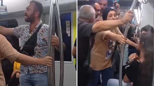 Marmaray'da gençlere 'Kız arkadaşını öpemezsin' diyen şahıs hiç beklemediği bir tepki aldı