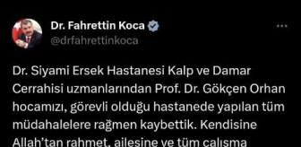 Sağlık Bakanı Fahrettin Koca, Dr. Siyami Ersek Hastanesi'nden bir doktorun hayatını kaybettiğini duyurdu