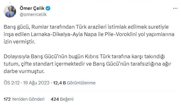 BM askerlerinin yol projesine müdahalesine AK Parti'den tepki: KKTC'nin egemenlik haklarına kimse saygısızlık yapamaz