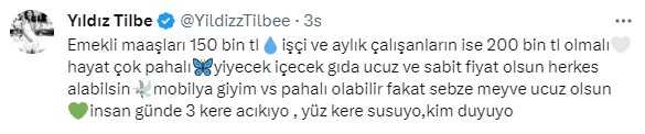 'Emekli maaşı 150 bin TL olsun' diyen Yıldız Tilbe, isteklerini bir bir sıraladı
