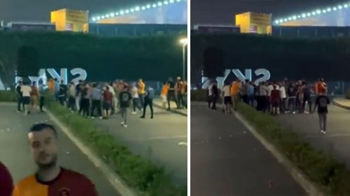 Galatasaraylı ve Trabzonsporlu taraftarlar, maç başlamadan önce birbirine girdi