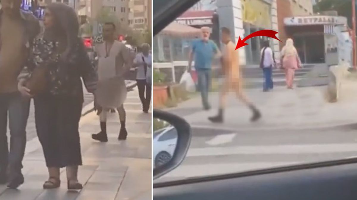 İstanbul'un göbeğinde bir adam, vatandaşların arasında çıplak halde yürüdü