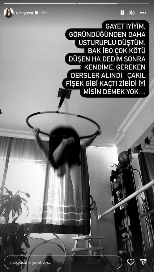 Çember içinde dans eden oyuncu Ece Yaşar, yere çakıldı Çember içinde dans eden oyuncu Ece Yaşar, yere çakıldı