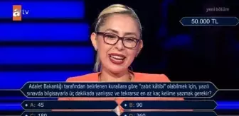 Adalet Bakanlığı tarafından belirlenen kurallara göre 'zabıt kâtibi'... Kim Milyoner Olmak İster 22 Ağustos Sorusu Cevabı Nedir? 50 Bin TL'lik soru!