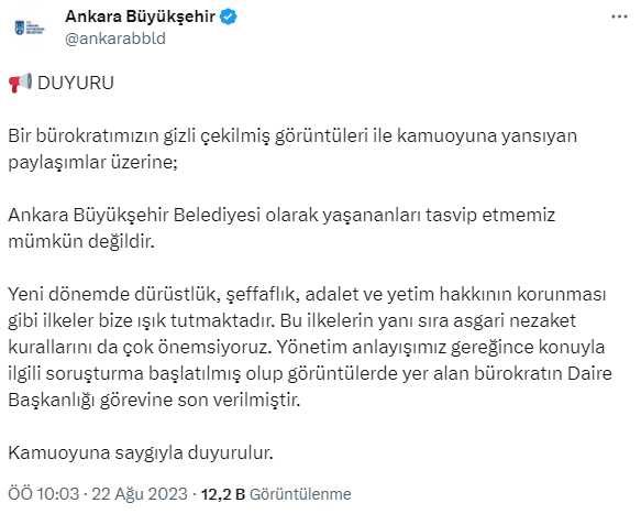 Belediye çalışanına küfreden ABB Sosyal Hizmetler Daire Başkanı görevden alındı
