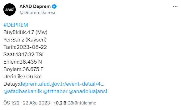 Kayseri deprem mi oldu? SON DAKİKA! Kayseri deprem şiddeti ne?