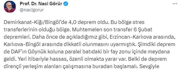 Türkiye beşik gibi sallanırken Naci Görür o bölgeyi üstüne basa basa uyardı: Çalışmalara buradan başlanmalı