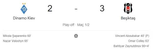 Dinamo Kiev Beşiktaş maç özeti! (VİDEO) Dinamo Kiev BJK maçı özeti izle! Golleri kim attı, maç kaç kaç bitti?