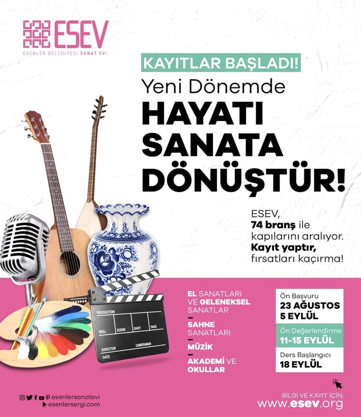 Esenler Belediyesi Sanat Evi'nde Yeni Dönem Kurs Kayıtları Başladı