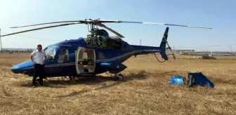 Özel Firmaya Ait Helikopter Tarlaya Zorunlu İniş Yaptı