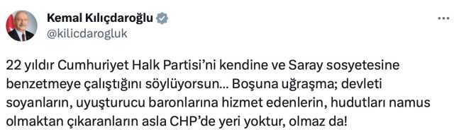 Kılıçdaroğlu'ndan Erdoğan'a yanıt: 5'li çetelere hizmeti hiçbir zaman kalite ve kalibre olarak görmedik Kılıçdaroğlu'ndan Erdoğan'a yanıt: 5'li çetelere hizmeti hiçbir zaman kalite ve kalibre olarak görmedik