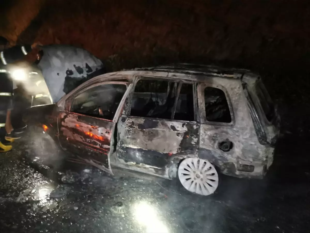 Sinop'un Ayancık ilçesinde otomobil yangını