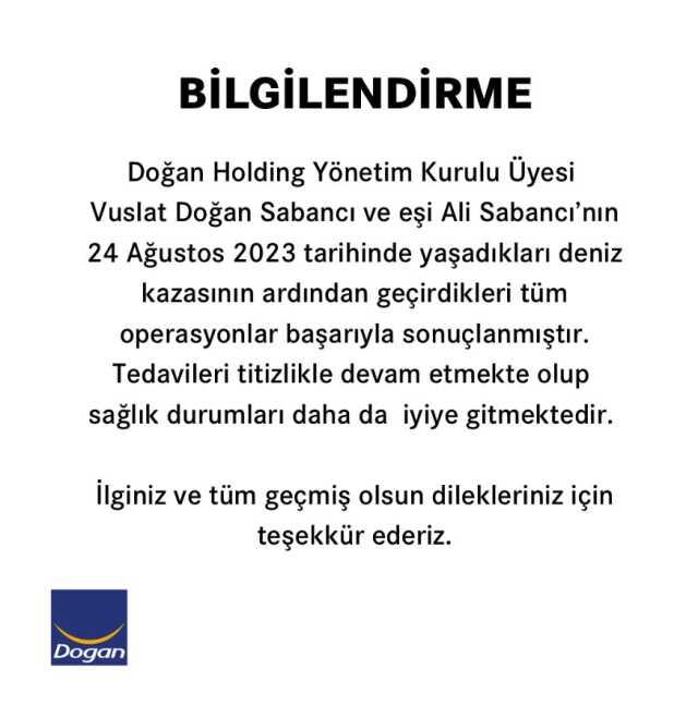 Deniz kazası geçiren Sabancı çiftinin sağlık durumuyla ilgili yeni gelişme: Operasyonlar başarıyla sonuçlandı Deniz kazası geçiren Sabancı çiftinin sağlık durumuyla ilgili yeni gelişme: Operasyonlar başarıyla sonuçlandı