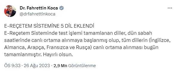 HDP'nin e-Reçete'ye yönelik Kürtçe tepkisine Sağlık Bakanı Fahrettin Koca'dan yanıt geldi