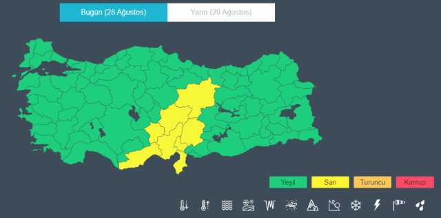 Meteoroloji'den 8 kent için sarı kodlu uyarı