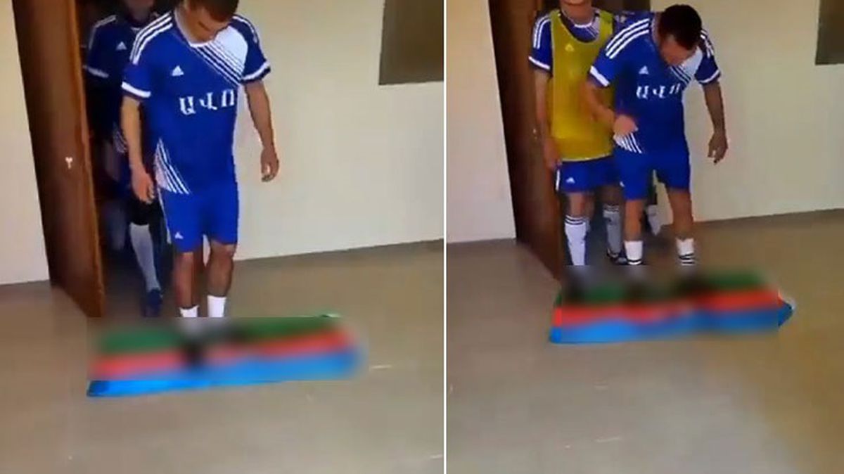 Azerbaycan bayrağını ayaklar altına alan Ermeni futbolculara onar gün hapis cezası verildi