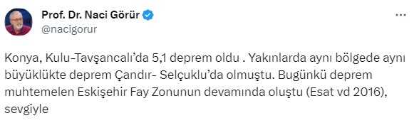 Naci Görür, Konya'daki 4.8'lik depremin ardından o fay hattına dikkat çekti