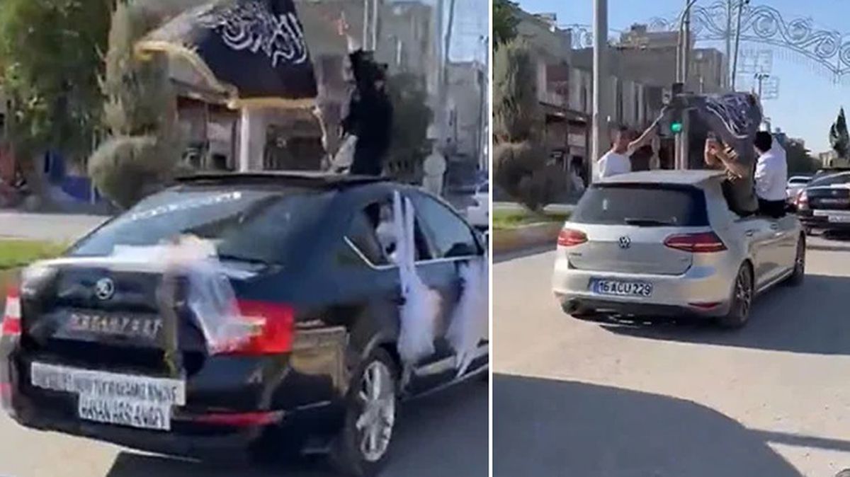 Şanlıurfa'da Arapça bayraklı düğün konvoyu! Görüntüleri izleyenler 'Bu ne rahatlık' diyor