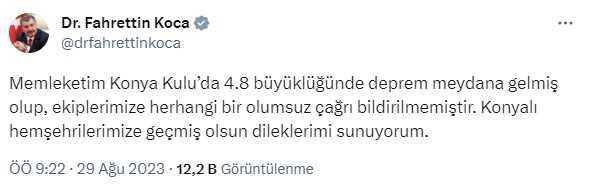 Son Dakika: Konya'nın Kulu ilçesinde 4.8 büyüklüğünde deprem Son Dakika: Konya'nın Kulu ilçesinde 4.8 büyüklüğünde deprem