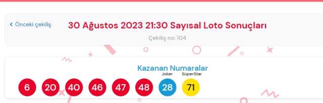 30 Ağustos 2023 Sayısal Loto çekiliş sonuçları açıklandı! Sayısal Loto sonuçları saat kaçta açıklanacak? Sayısal Loto CANLI izle!
