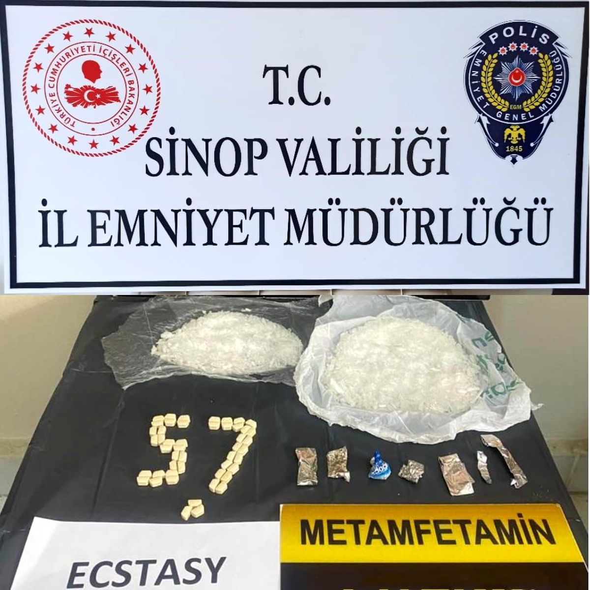 Sinop'ta uyuşturucu operasyonu: 150 gram metamfetamin ve 48 ecstasy hap ele geçirildi