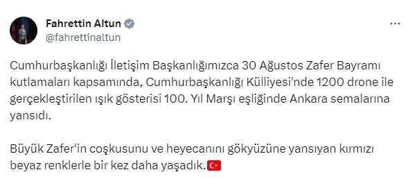 Cumhurbaşkanlığı Külliyesi'nde 1200 drone ile gerçekleştirilen ışık gösterisi 100. Yıl Marşı'na eşlik etti Cumhurbaşkanlığı Külliyesi'nde 1200 drone ile gerçekleştirilen ışık gösterisi 100. Yıl Marşı'na eşlik etti
