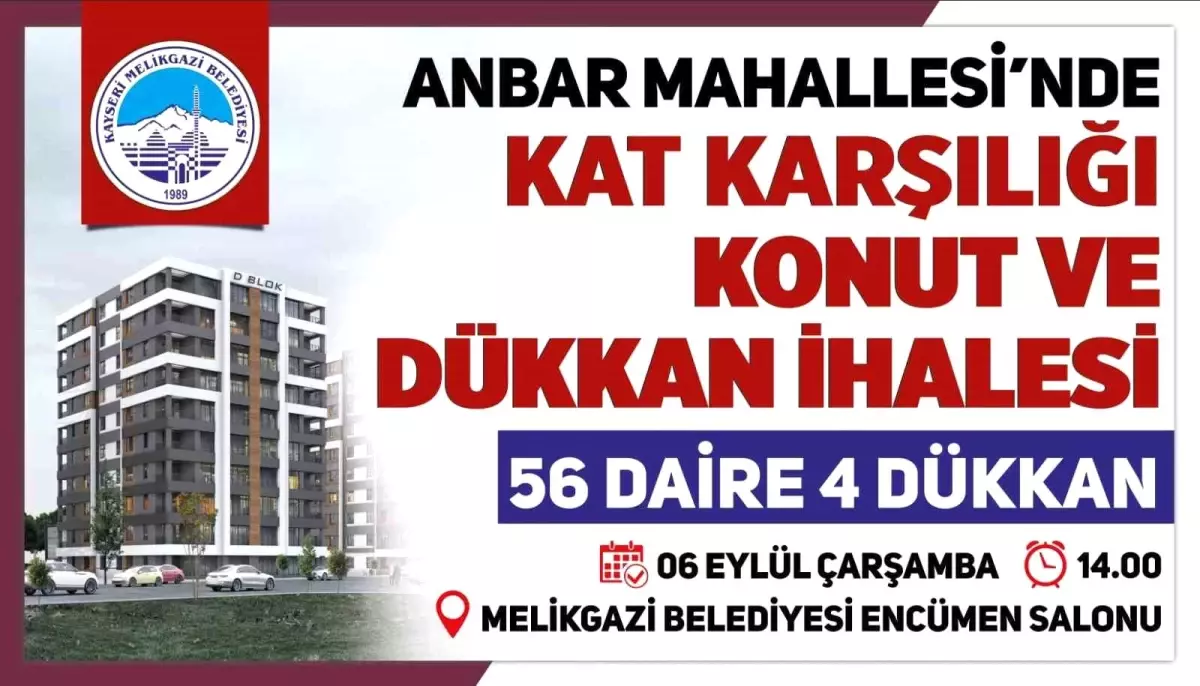 Melikgazi Belediyesi Anbar Mahallesi'nde Kentsel Dönüşüm İhalesi Düzenleyecek