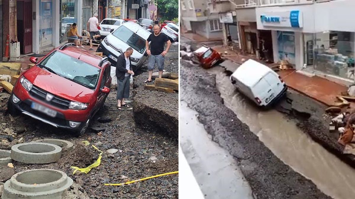 Samsun'da sel felaketi! Caddeler denize döndü, yollar ikiye ayrıldı