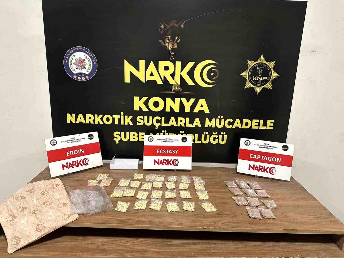 Konya'da Uyuşturucu Operasyonu: 26 Bin 900 Hap ve 260 Gram Eroin Ele Geçirildi