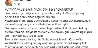 Kütahyalı Mehmet Yeşil'den Vali Musa Işın'a Gülümseten Mektup