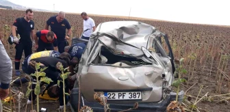 Edirne'de Kontrolden Çıkan Otomobil Ayçiçeği Tarlasına Uçtu: 1 Ölü, 2 Yaralı