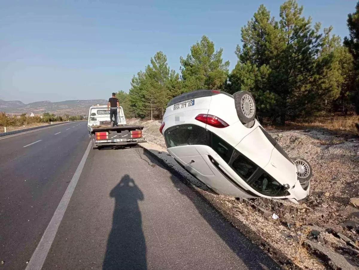 Burdur'un Çavdır ilçesinde otomobil takla attı, 1 kişi yaralandı