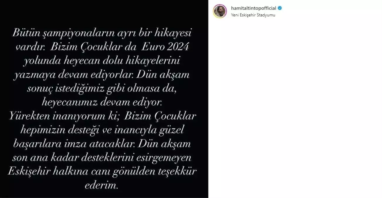 Hamit Altıntop: Bizim Çocuklar hepimizin desteğiyle başarılı olacak