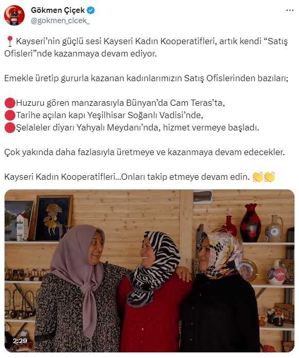 Kayseri Kadın Kooperatifleri, kendi satış ofislerinde hizmet verecek