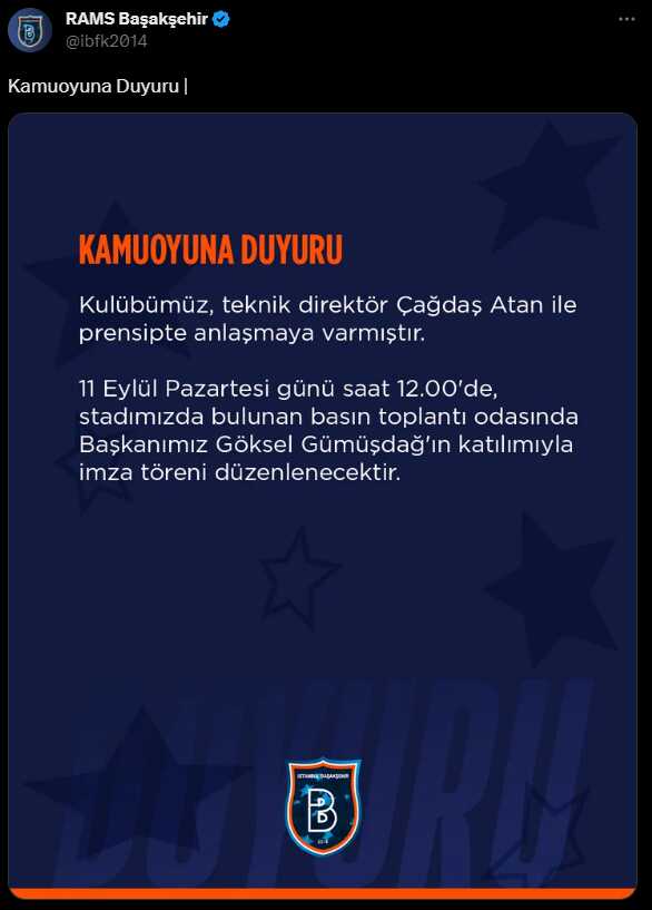 RAMS Başakşehir'de Çağdaş Atan dönemi başladı